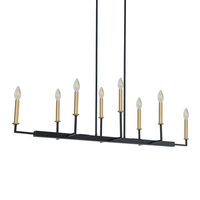 Ravirea 8-Light Black and Gold Metal Linear Island Light