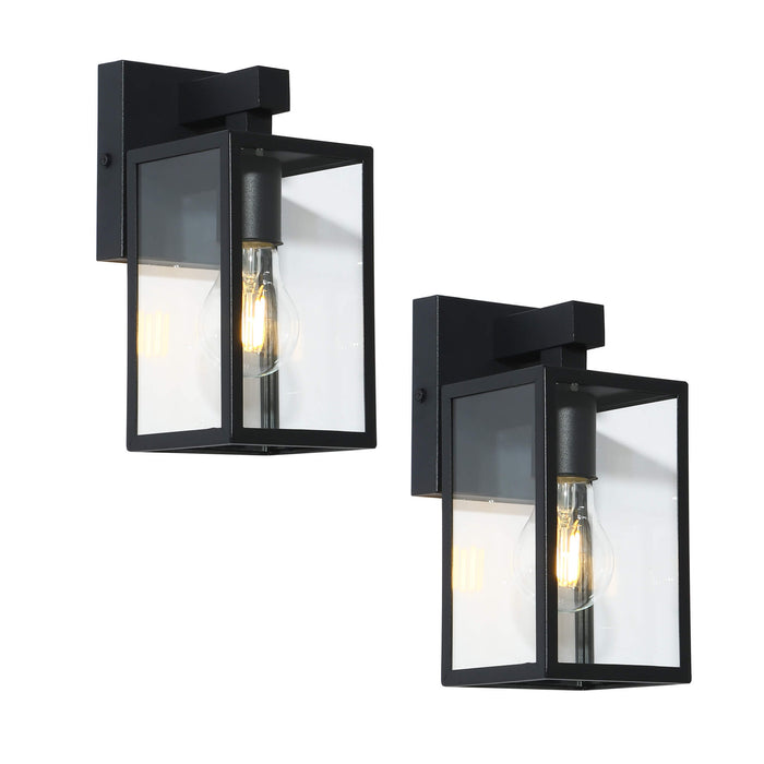 Virell 1-Light Textured Black Outdoor Wall Light Set of 2