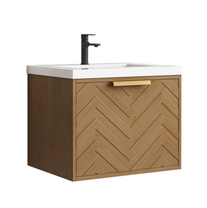 Carlsbad 24" Wall Mounted Bathroom Vanity with White Sink