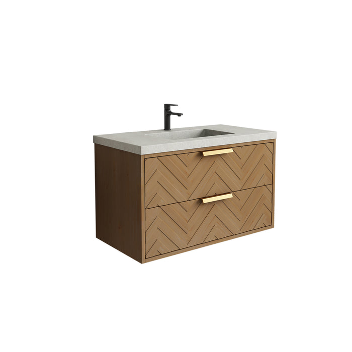 Carlsbad 36" Wall Mounted Bathroom Vanity with Gray Sink