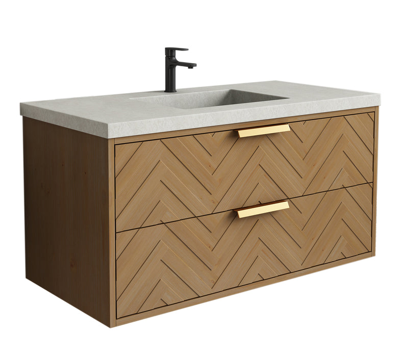Carlsbad 42" Wall Mounted Bathroom Vanity with Gray Sink