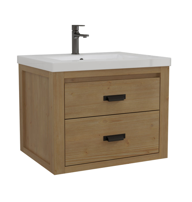 Kane 24" Rustic Bathroom Vanity, Single White Sink