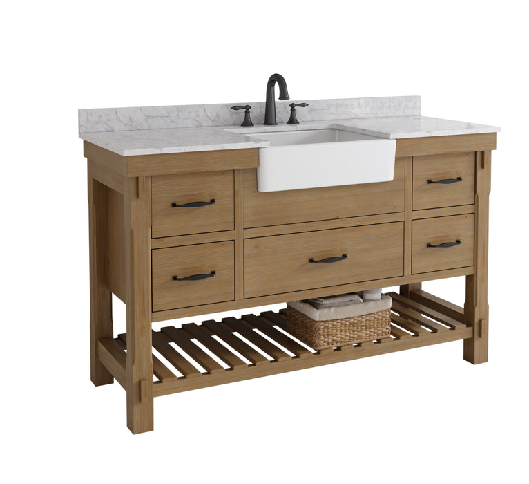 Mina 55" Farmhouse Bathroom Vanity, Backsplash Included