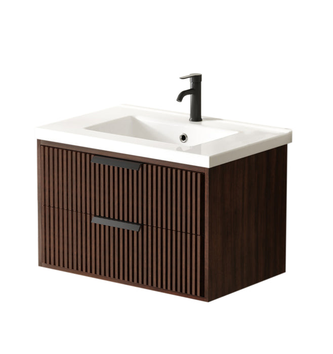 San Diego 30" Dark Walnut Wall Mount Bathroom Vanity