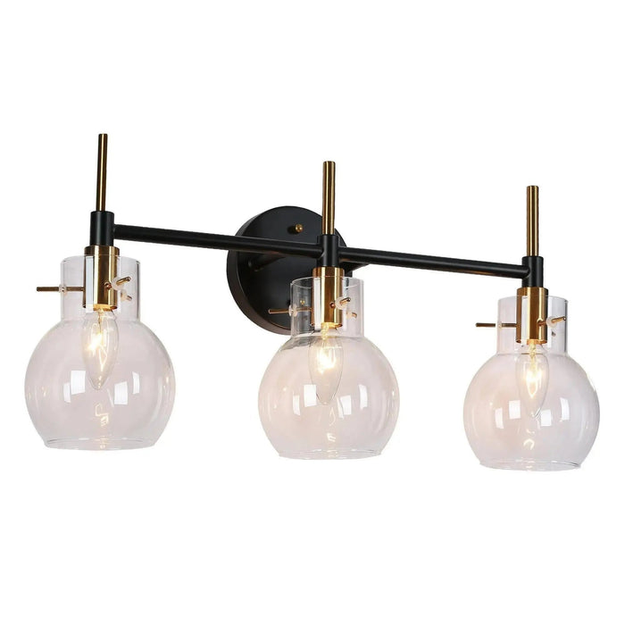 Augitis 3-Light Black and Brass Bathroom Vanity Lights