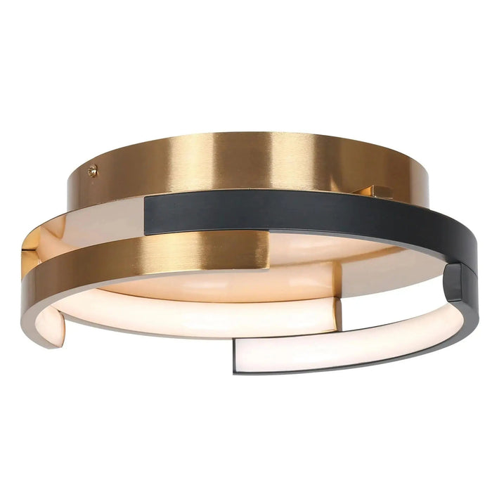 Eamenta 2-Light LED Black and Brass Flush Mount Lights