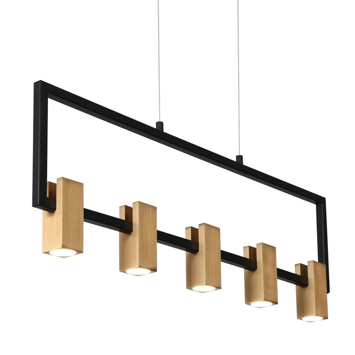 Eucara 5-Light LED Black and Brass Island Lights