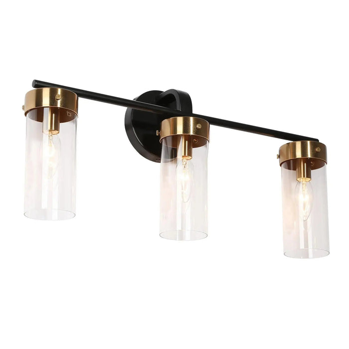 Jujueo 3-Light Black and Brass Bathroom Vanity Lights