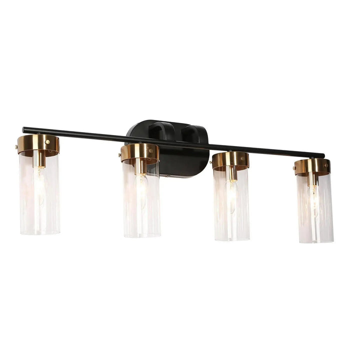 Jujueo 4-Light Black and Brass Bathroom Vanity Lights