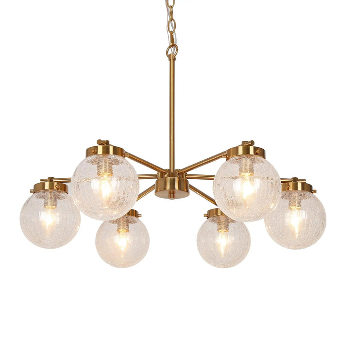Lacquered Brass Hanging Light with Cracked Glass Globes