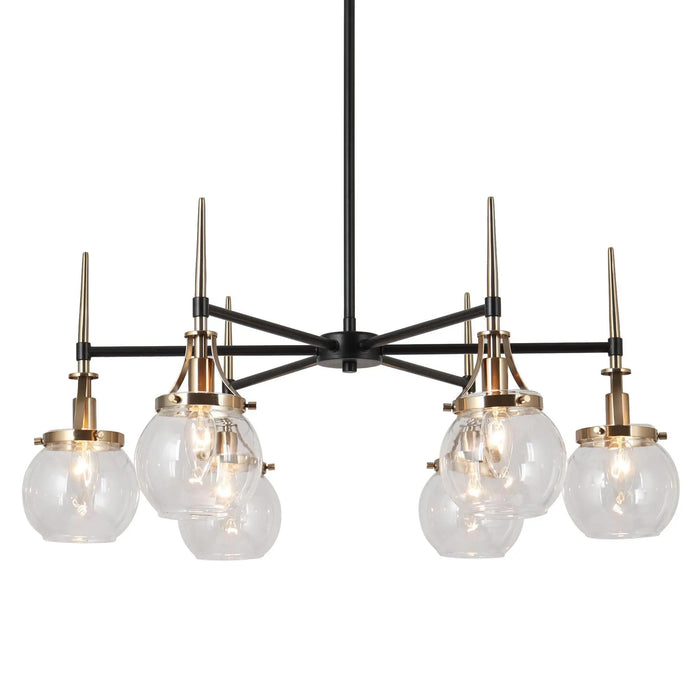 Lacquered Brass Hanging Light with Glass Globes