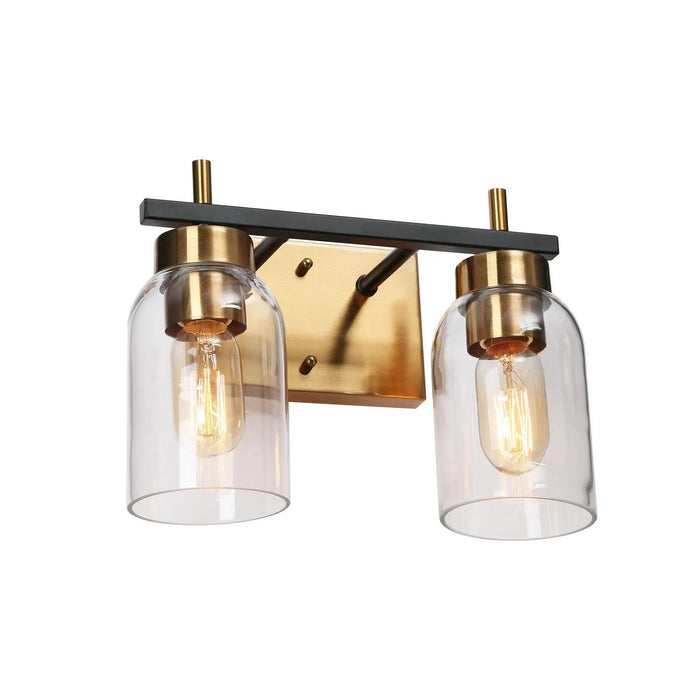 Brocco 2-Light Black and Brass Bathroom Vanity Lights