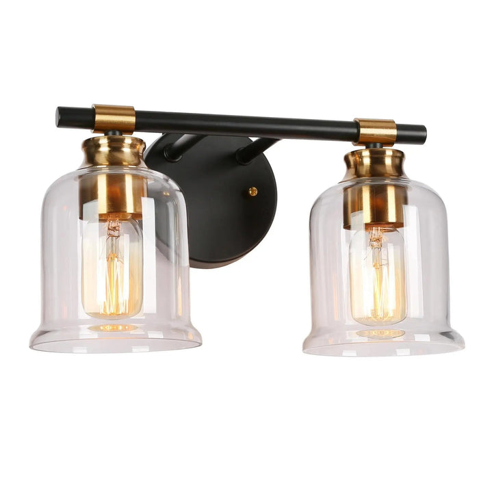 Chayote 2-Light Black and Brass Bathroom Vanity Lights