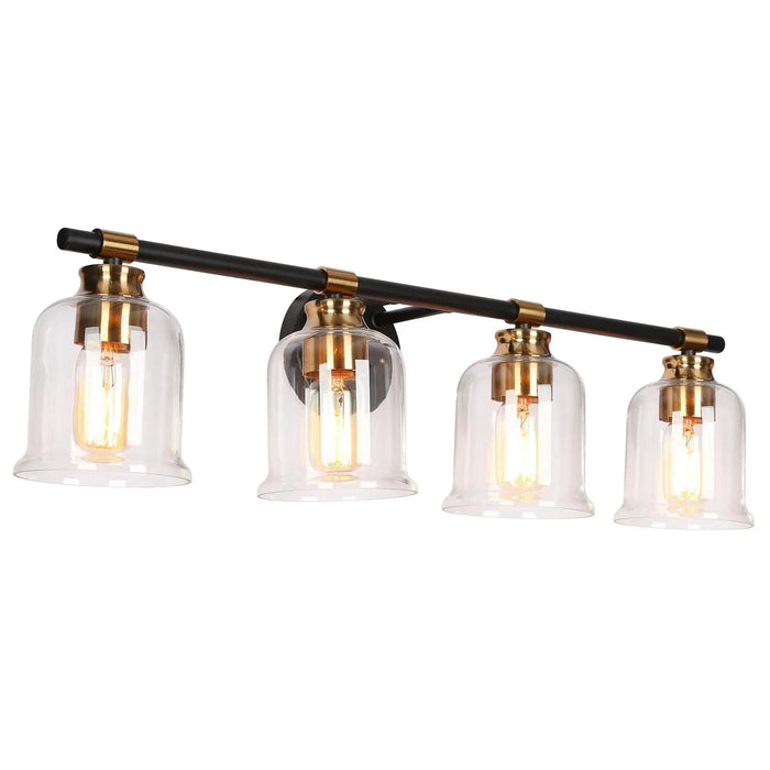 Chayote 4-Light Black and Brass Bathroom Vanity Lights