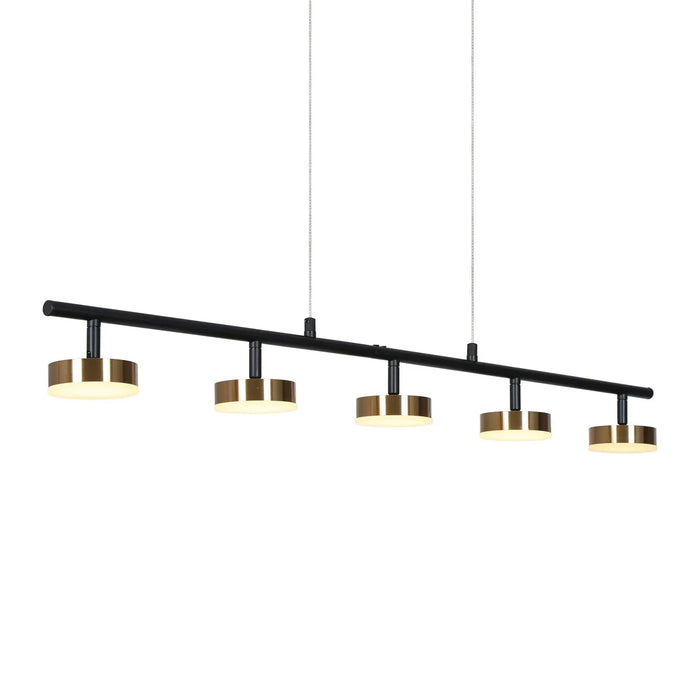 Nelly 5-Light LED Black and Brass Island Lights