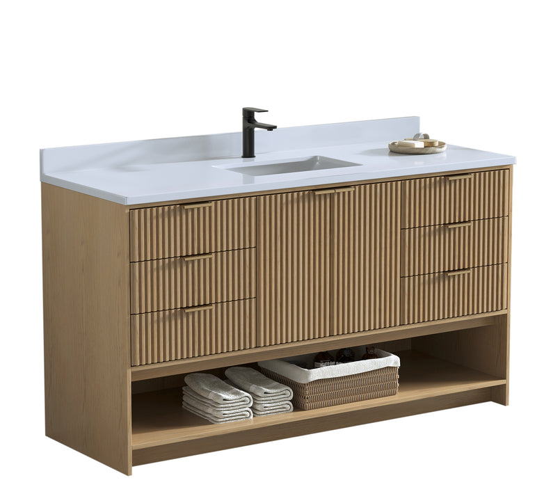 San Diego 60" Oak Gray Bathroom Vanity, Single Sink