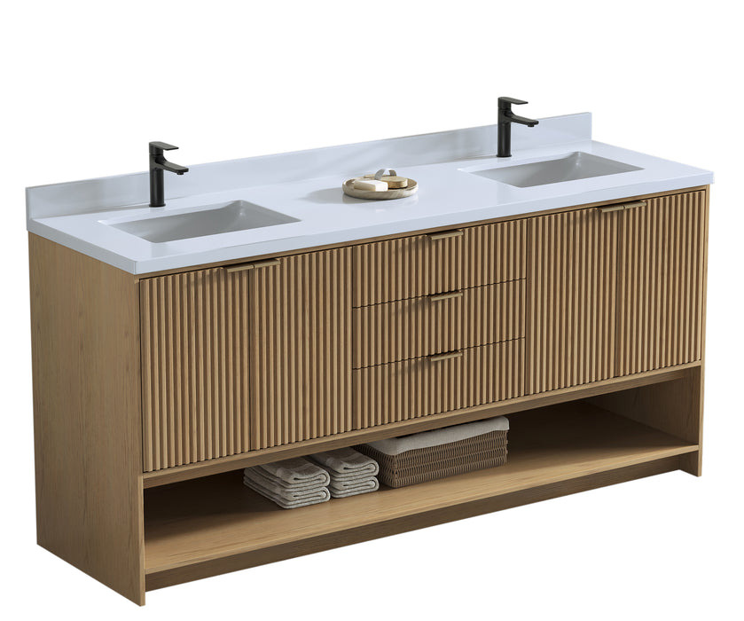 San Diego 72" Oak Gray Bathroom Vanity, Double Sinks