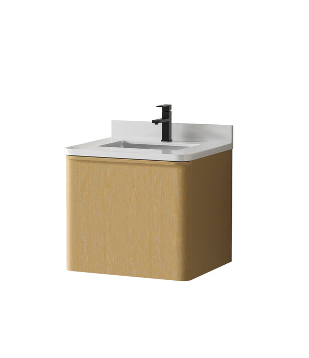 Lucas 24" Single Floating Bathroom Vanity With White Engineered Stone Top