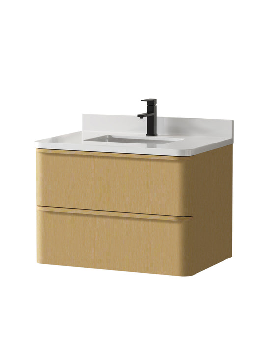 Lucas 30" Single Floating Bathroom Vanity With White Engineered Stone Top