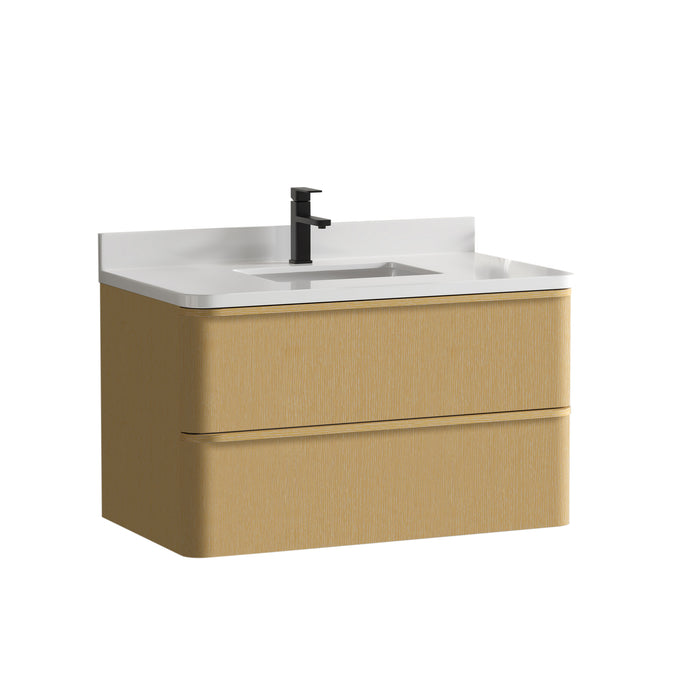 Lucas 36" Single Floating Bathroom Vanity With White Engineered Stone Top