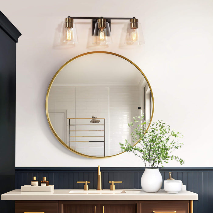 Zyrelis 3-Light Black and Brass Bathroom Vanity Light