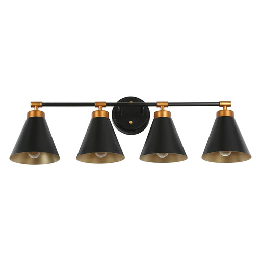 Tourmaline 4-Light Black and Brass Vanity Light