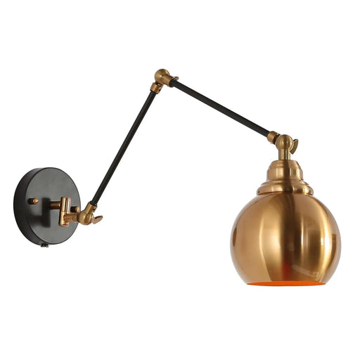 Semerisy 1-Light Modern Black and Gold Swing-Arm Wall Sconces
