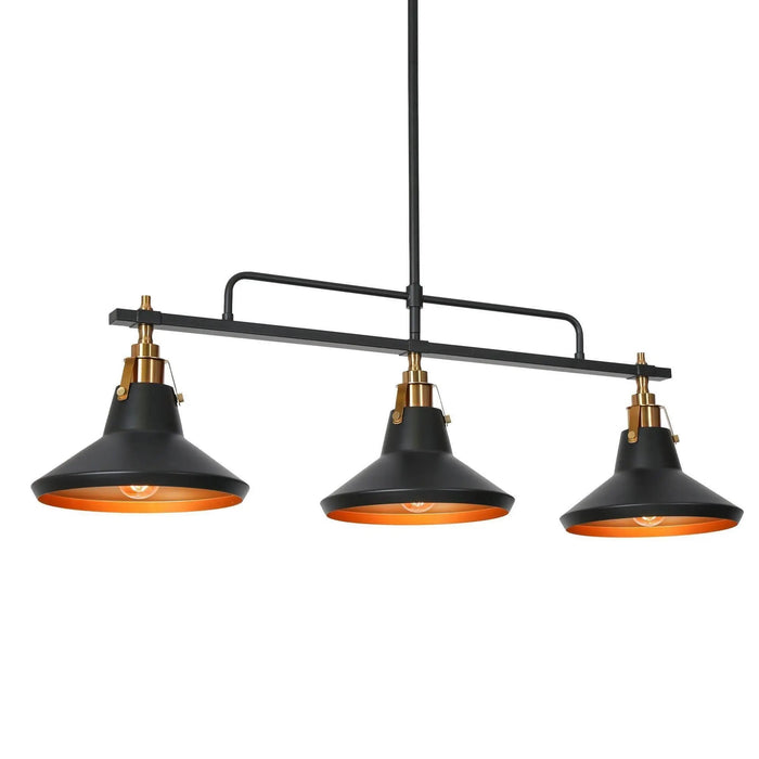Tencanonia 3-Light 34-in Black&Gold Kitchen Island Light