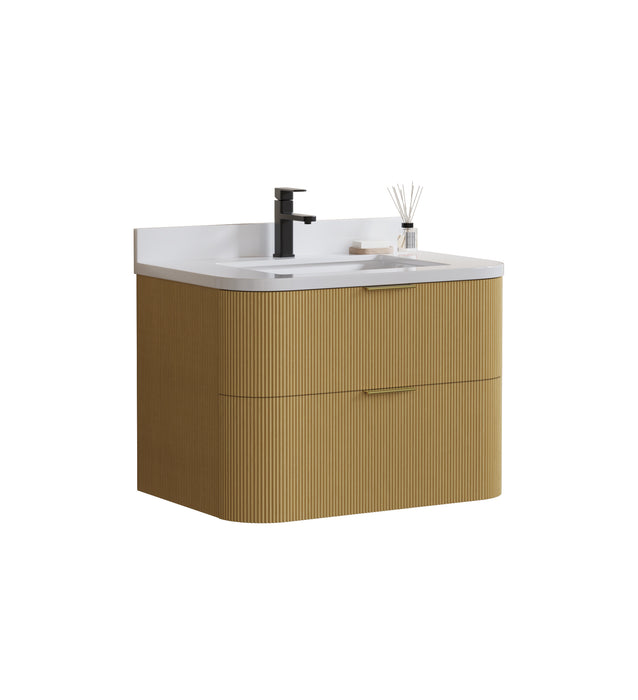Chantal 30 inch Single Wall Mounted Bathroom Vanity with White Quartz Stone