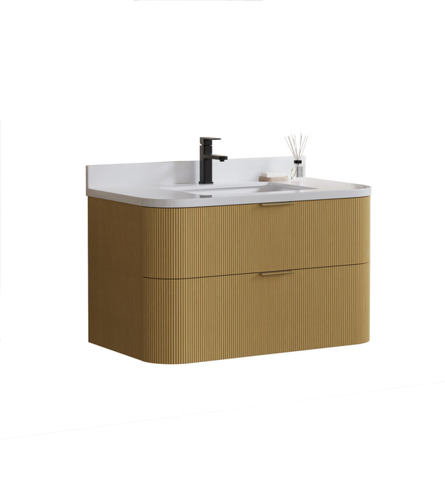 Chantal 36 inch Single Wall Mounted Bathroom Vanity with White Quartz Stone