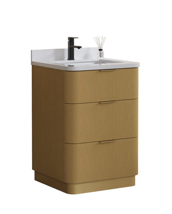 Calamigo 24" Bathroom Vanity with Single White Sink, Backsplash Included