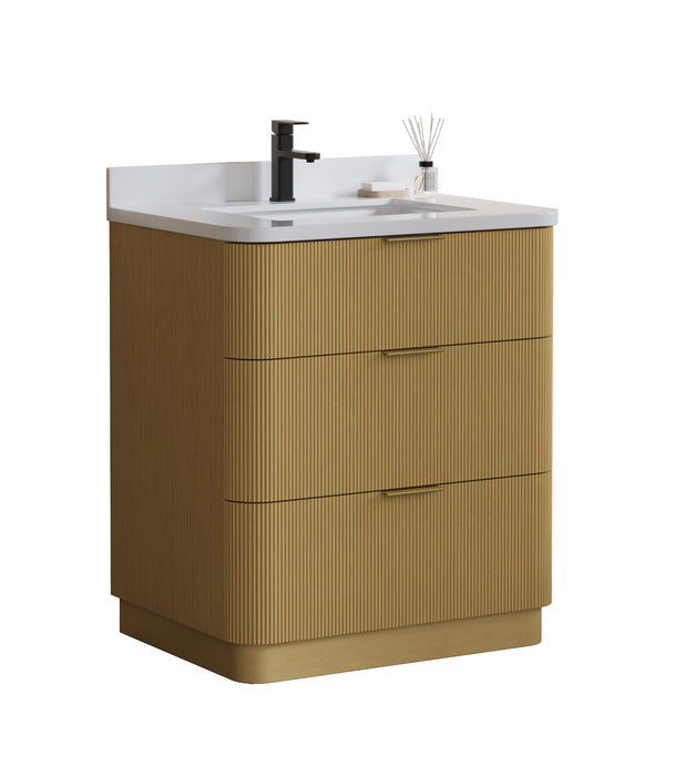 Calamigo 30" Bathroom Vanity with Single White Sink, Backsplash Included