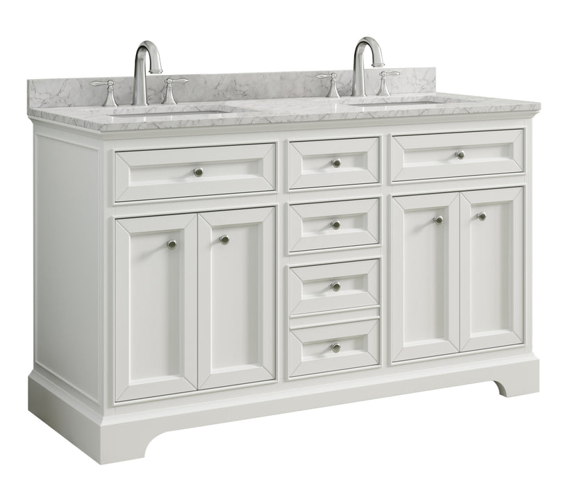 South Bay 55" White Double Bathroom Vanity