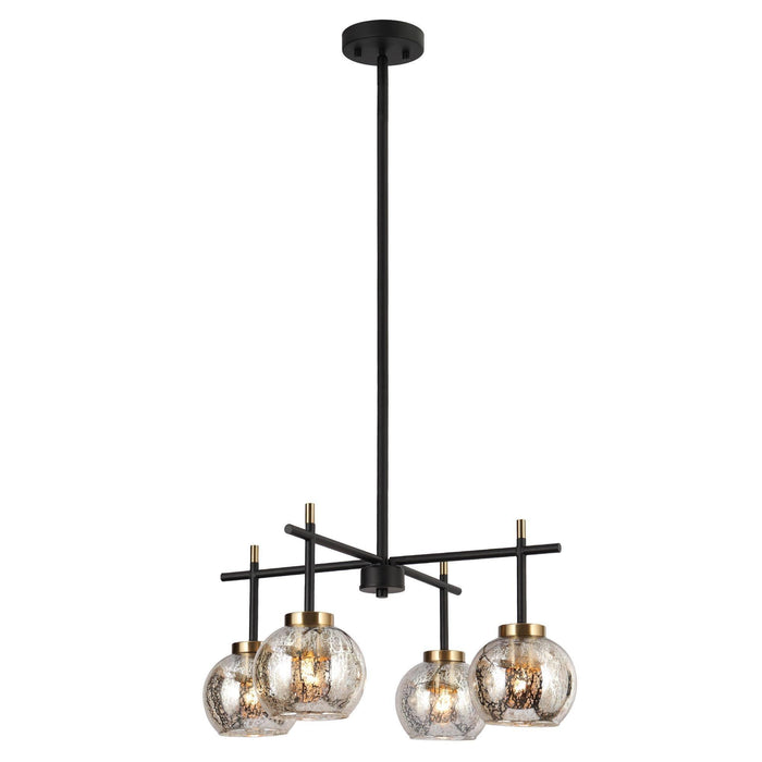 Rafesa 4-Light Black and Brass Chandelier