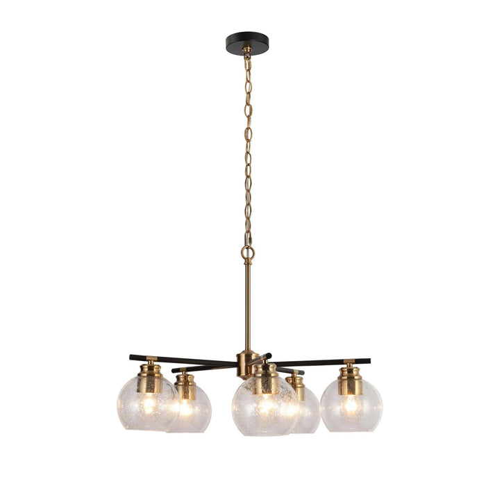 Amiry 5-Light Black And Brass Seeded Glass Chandeliers
