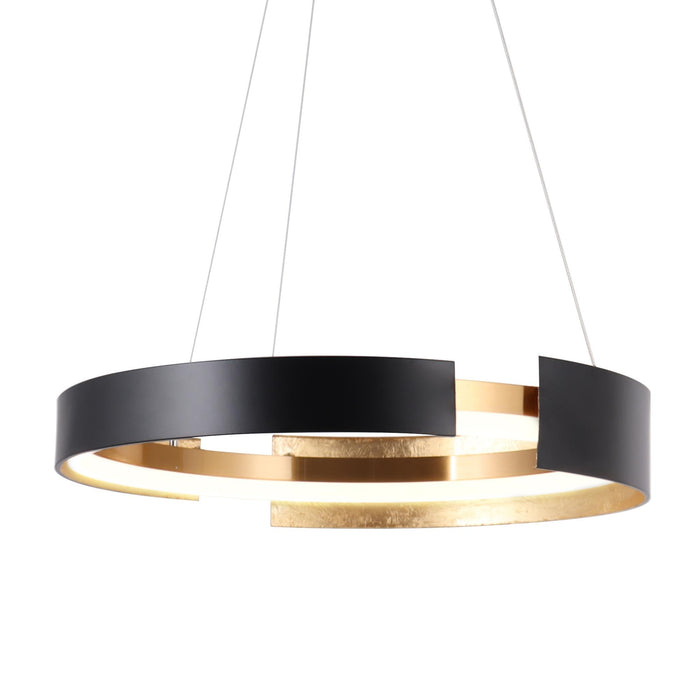 Welnto 1-Light LED Black and Brass Chandelier