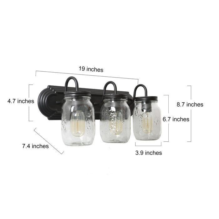 Magdiel 3-Light Black Bathroom Vanity Light