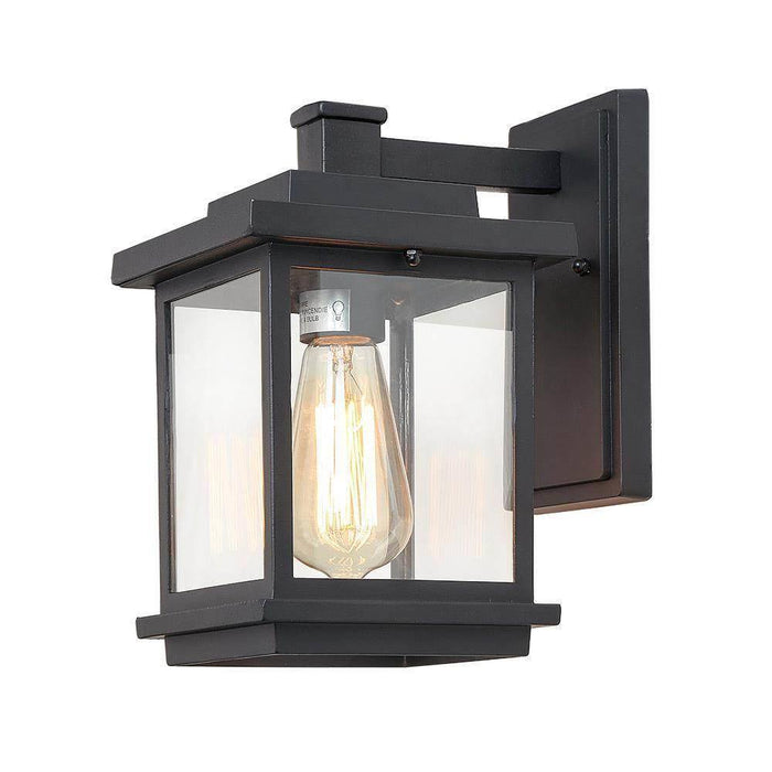 Melusio 1-Light Black Glass Square Outdoor Wall Light