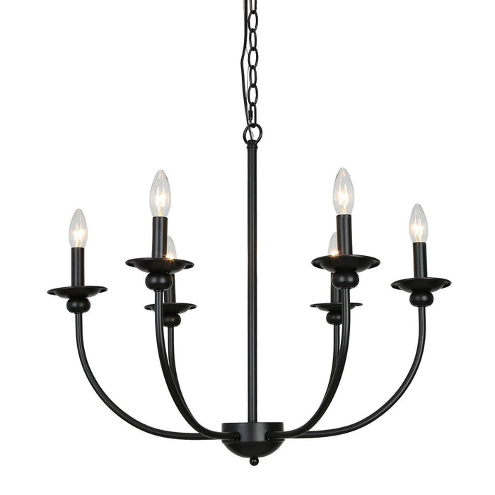 Dusarry 6-Light Modern Black Metal Candlestick Chandelier
