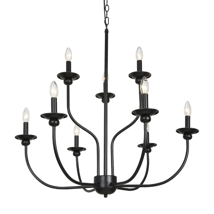 Dusarry 9-Light Black Metal Chandelier