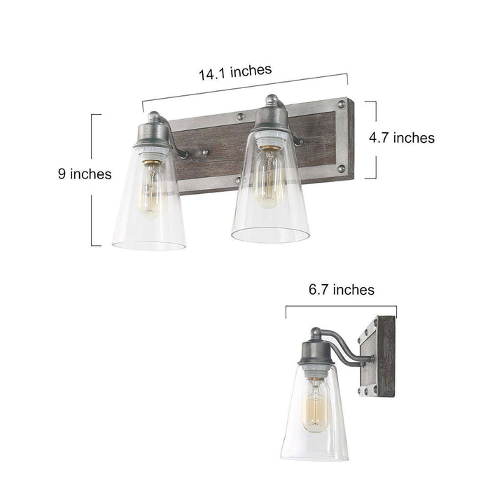 Neleste 2-Light Wood Bathroom Vanity Light
