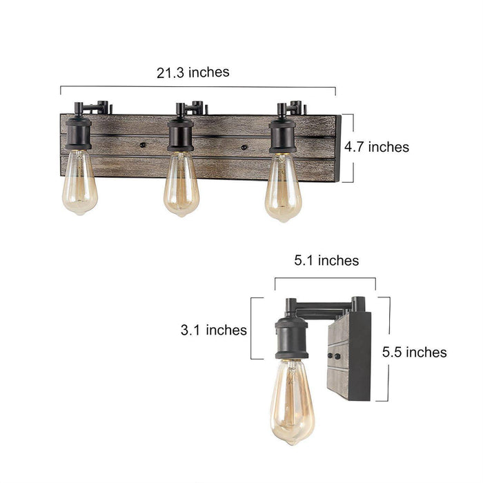 Euphoes 3-Light Wood Bathroom Vanity Light