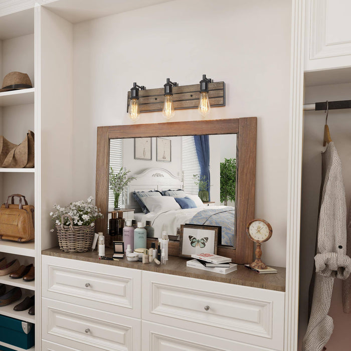 Euphoes 3-Light Wood Bathroom Vanity Light