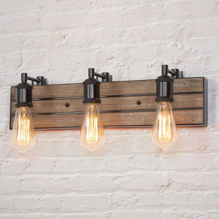 Euphoes 3-Light Wood Bathroom Vanity Light
