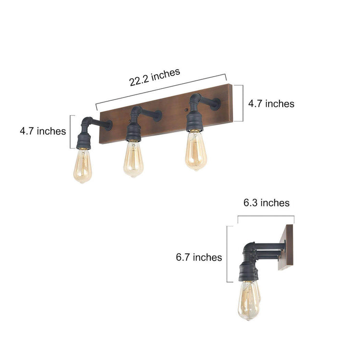 Santina 3-Light Wood Bathroom Vanity Light