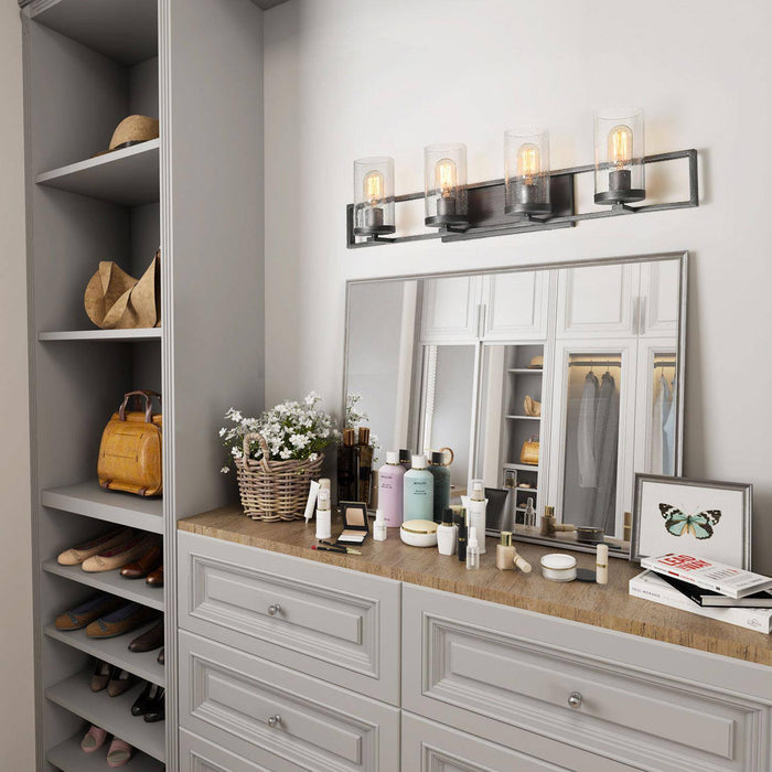 Anglour 4-Light Black Bathroom Vanity Light