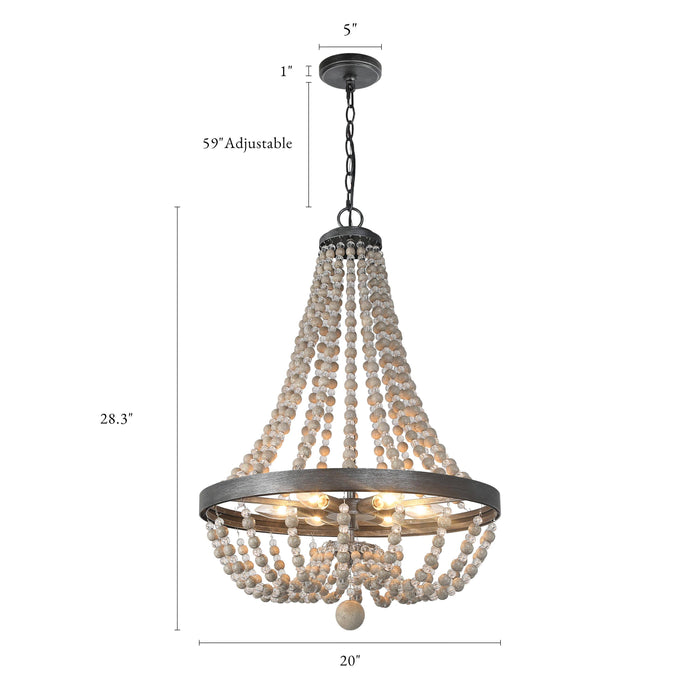 Kaffir 6-Light Wood Chandelier