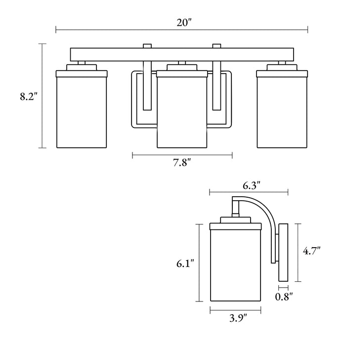 Storin 3-Light Black Bathroom Vanity Light