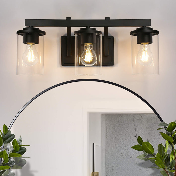 Storin 3-Light Black Bathroom Vanity Light