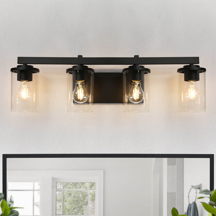 Storin 4-Light Black Bathroom Vanity Light